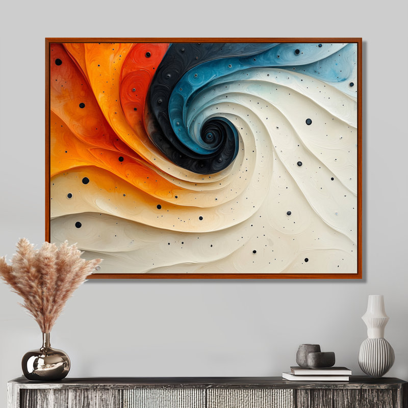 Mathes - Abstract Large Wall Art, H 30 po x l 40 po, Brun, Cadre flottant