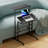 Adjustable Rolling Computer Desk Mobile Tiltable Laptop Tray with Shelf-1637158812