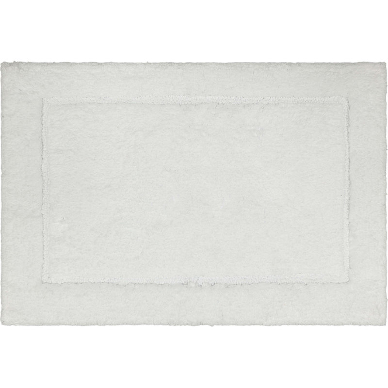 Kalb Solid Cotton Non Slip Machine Washable Bath Rug, White, 17" W x 24" L