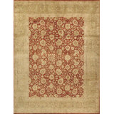 Wool Oriental Area Rug in Beige/Red