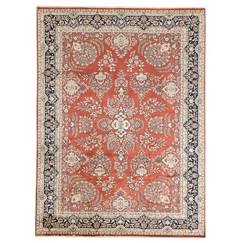 High-Quality Hand-Knotted Red And Blue Area Rug