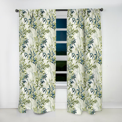 Tropical Zen Bamboo Pattern - Tropical Curtain - Velvet Room Darkening - 1 panel