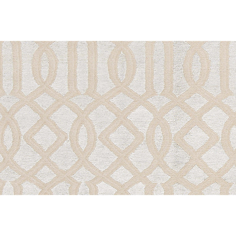 Tapis beige / orange géométrique en laine noué à la main 8 pi x 9 pi 10 po