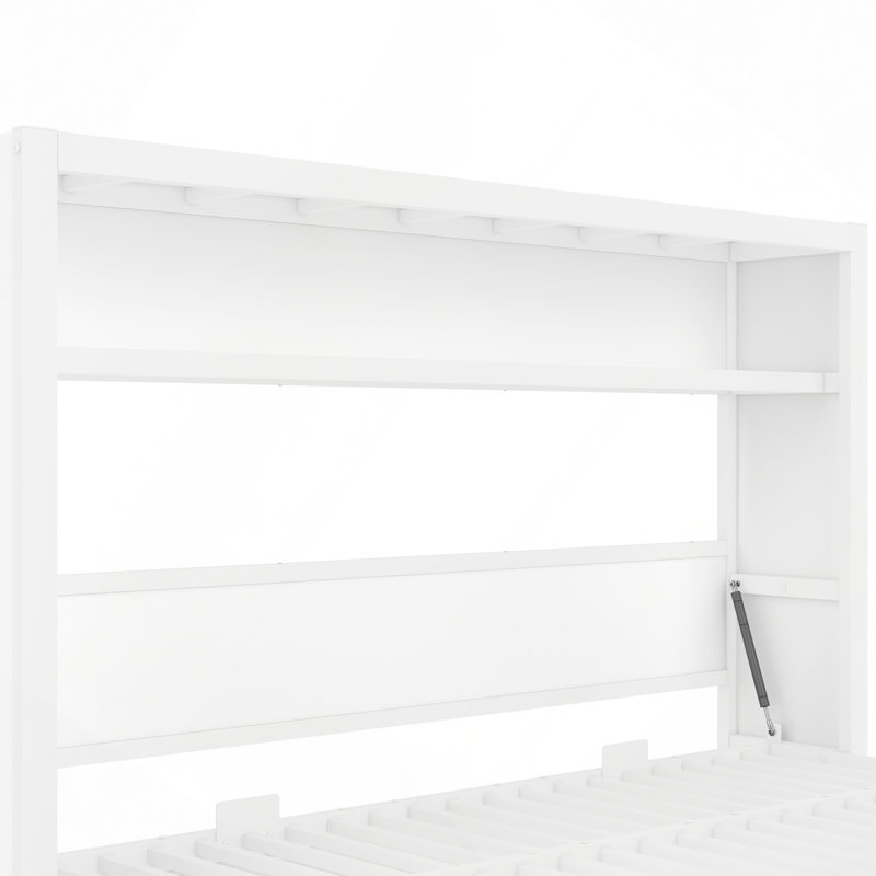 Lit escamotable avec tablettes, lit escamotable en métal au design pliable et peu encombrant