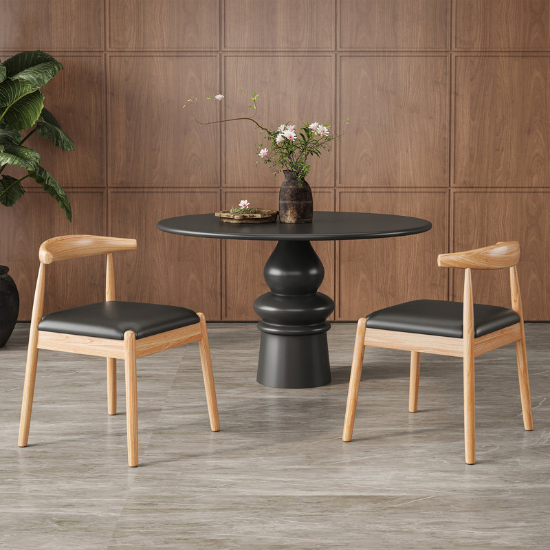 Chaises de salle à manger en tissage, Naturel, Noir
