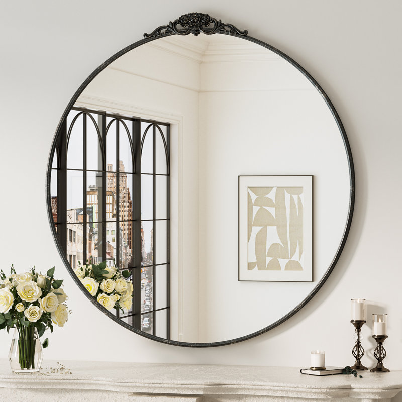 Miroir d'appoint mural Stourbirdge, Noir antique, 36 po x 36 po