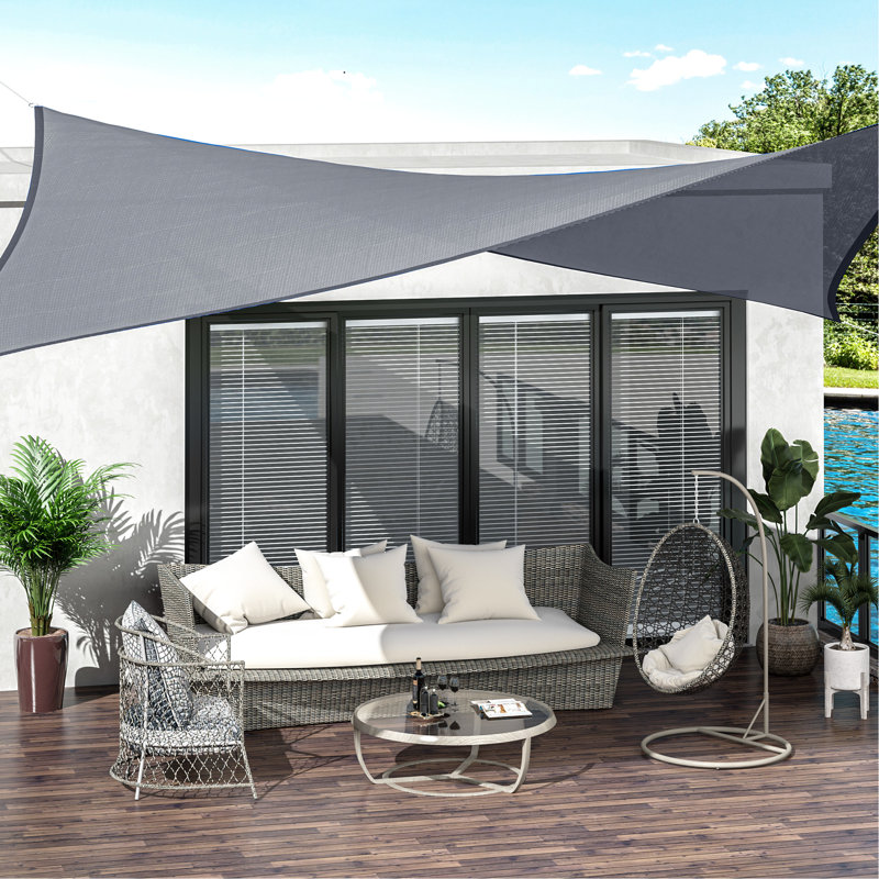 Pare-soleil 13 pi x 20 pi gris Et bloquant. Idéal pour les espaces extérieurs comme le patio, la terrasse ou la cour. Avec équipement de montage, corde, outils de fournitures d'installation - tissu de blocage,. Pour des zones telles que
