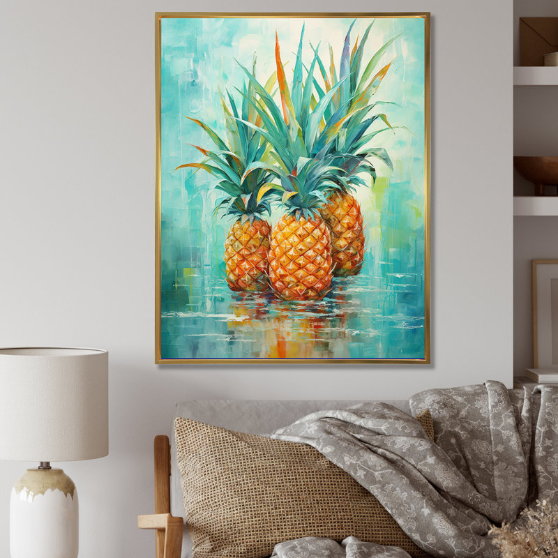 Oasis exotique sur toile, Cadre flottant doré, H 32 po x l 24 po x P 1 po