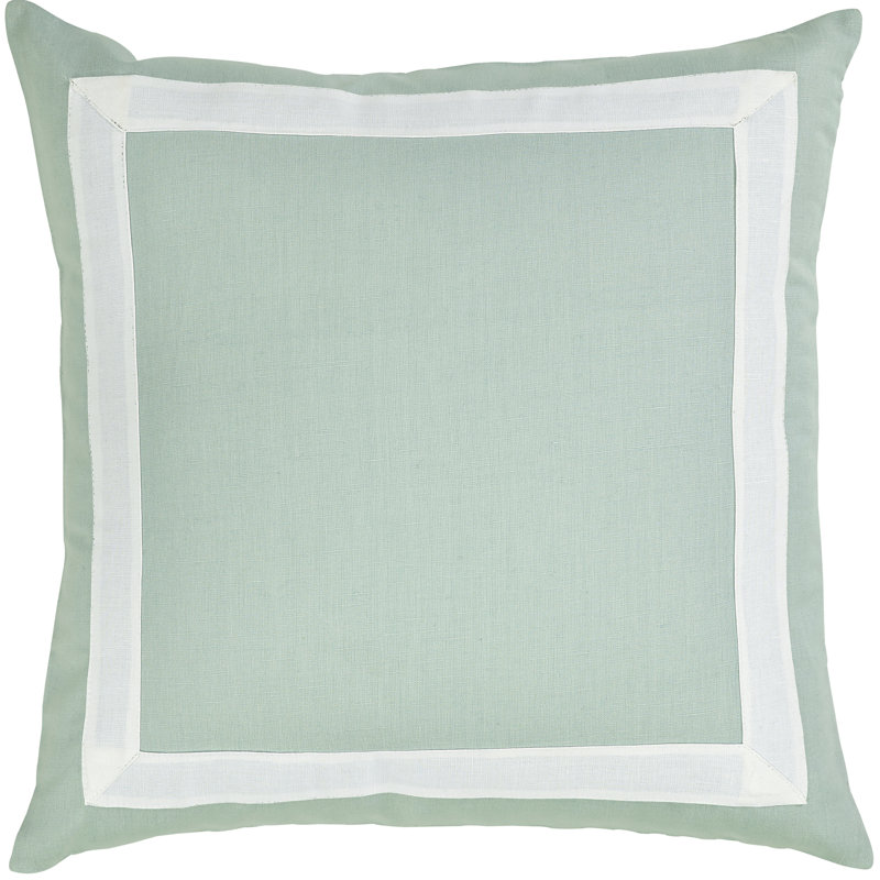 Housse de coussin en lin et plumes en coton Amalfi, Blanc mosaïque, Carré H 20 po x l 20 po