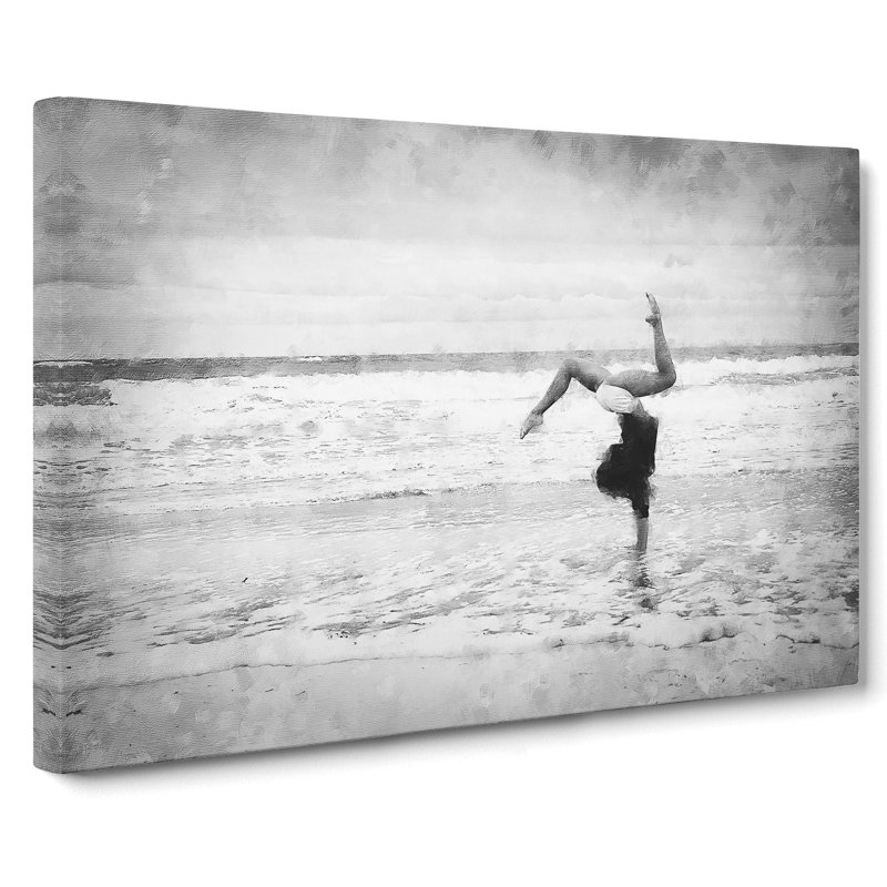 Beach Gymnastics - Wrapped Canvas Print, 35cm H x 50cm W x 3cm D