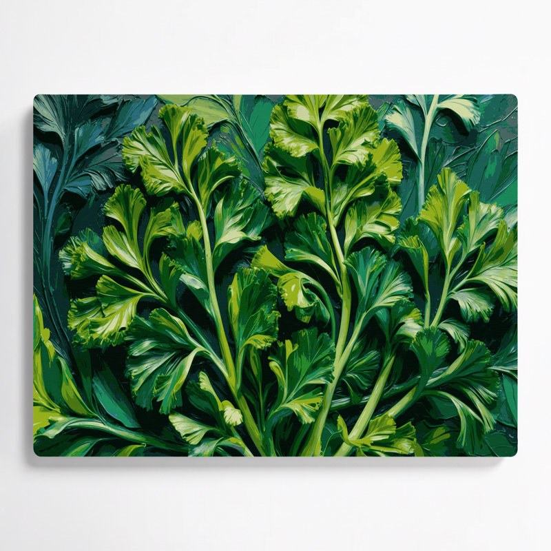 Art mural botanique vert persil en métal, H 11 po x l 14 po