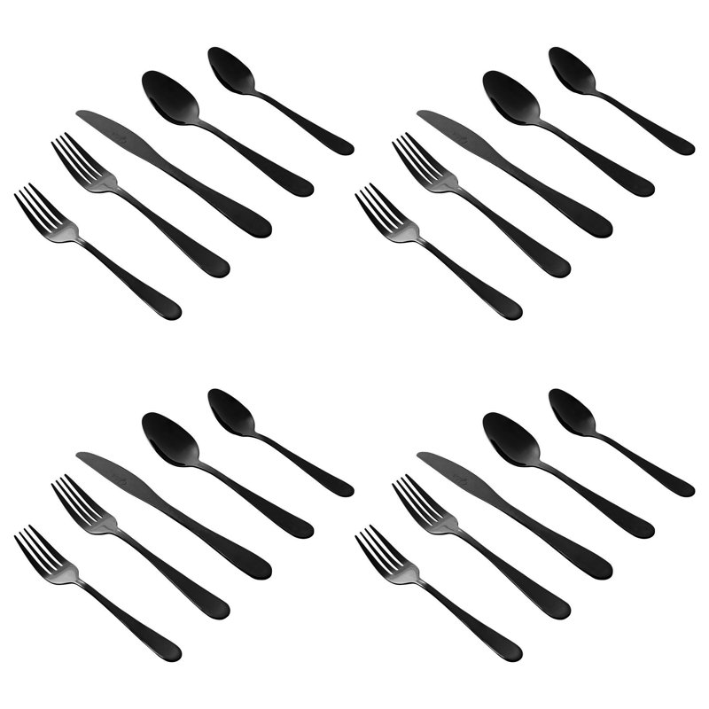 Gibson Home Stainless Steel Flatware Set - Service for 4, Black