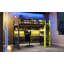 Lit mezzanine simple en bois avec bureau, support de rangement latéral, tablettes multiples et lumière RVB, vert-926264458-926264453