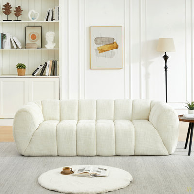 Chenille Pure Foam Sofa, Modern Quilted Cloud Sofa, Deep-Seat Chenille Pure Foam Sofa, Comfortable Modern Three-Seater Sofa, Suitable For Living Rooms, Bedrooms, And Apartments