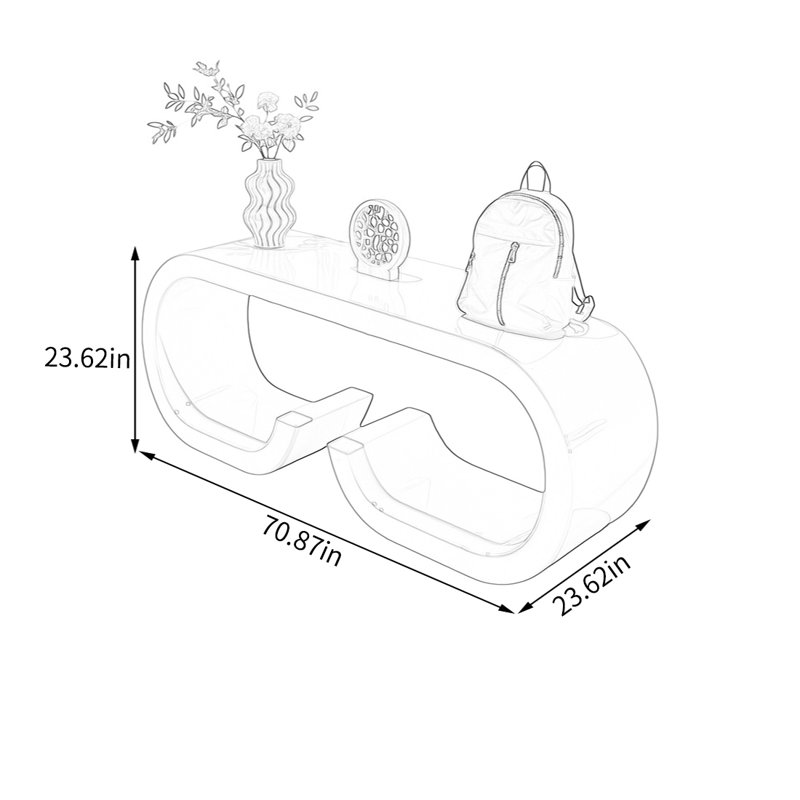 Table de présentation lustrée vert clair, H 23,62 po x l 70,87 po x P 23,62 po