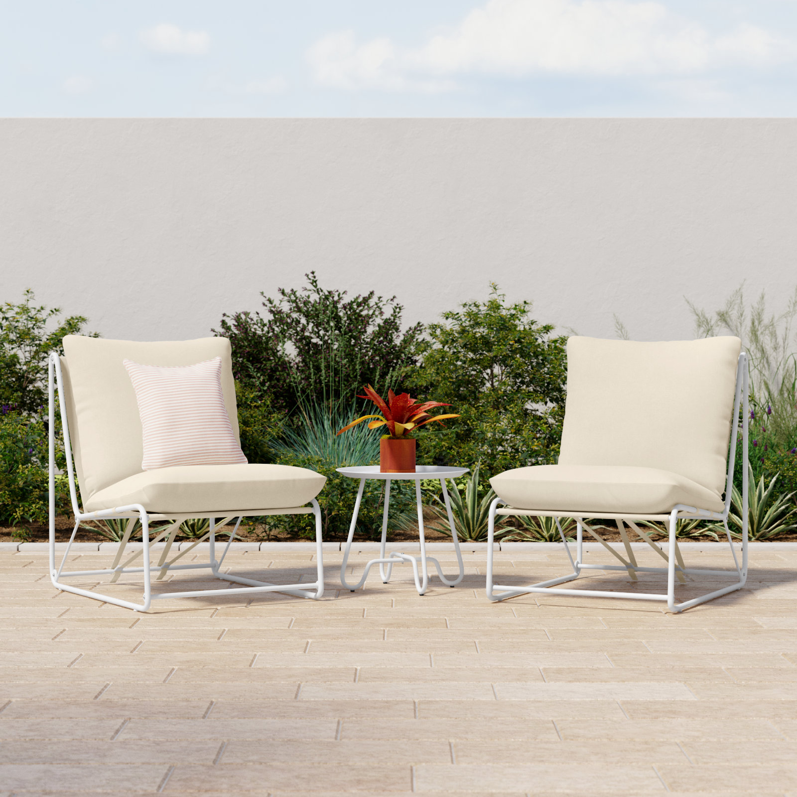 Basil 2-Person Patio Conversation Set with Steel Frame