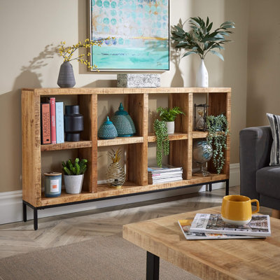 Franca Wide 8 Open Shelving Mango Wood Bookcase Storage Unit