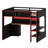 Space-Saving Loft Bed Frame with Workspace, Ambient Lights & Charging Hub-790208141