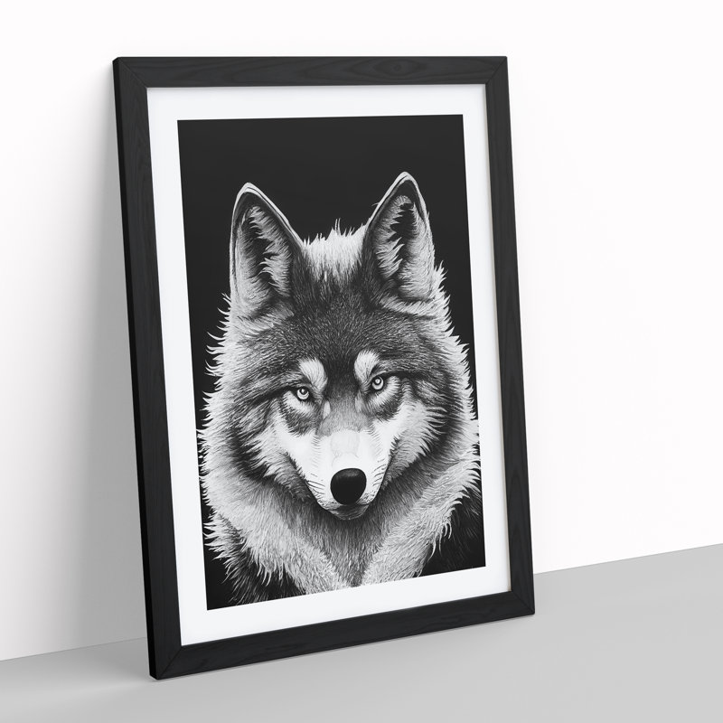 Monochrome Wolf No.4 - Framed Print, Black, 64cm H x 46cm W