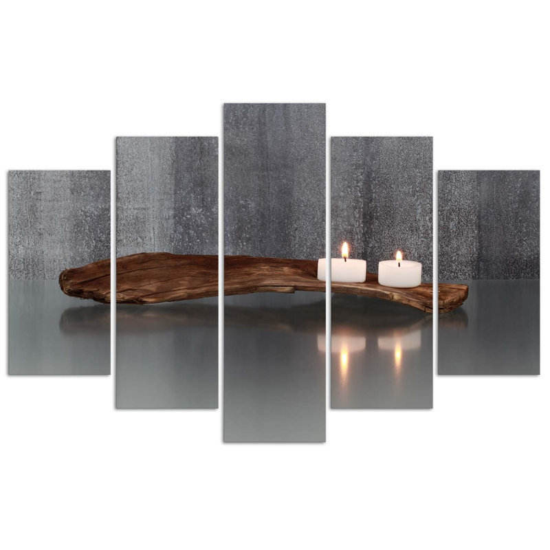 Zen Spa Candle - 5 Piece No Frame Print on Canvas, 70cm H x 100cm W
