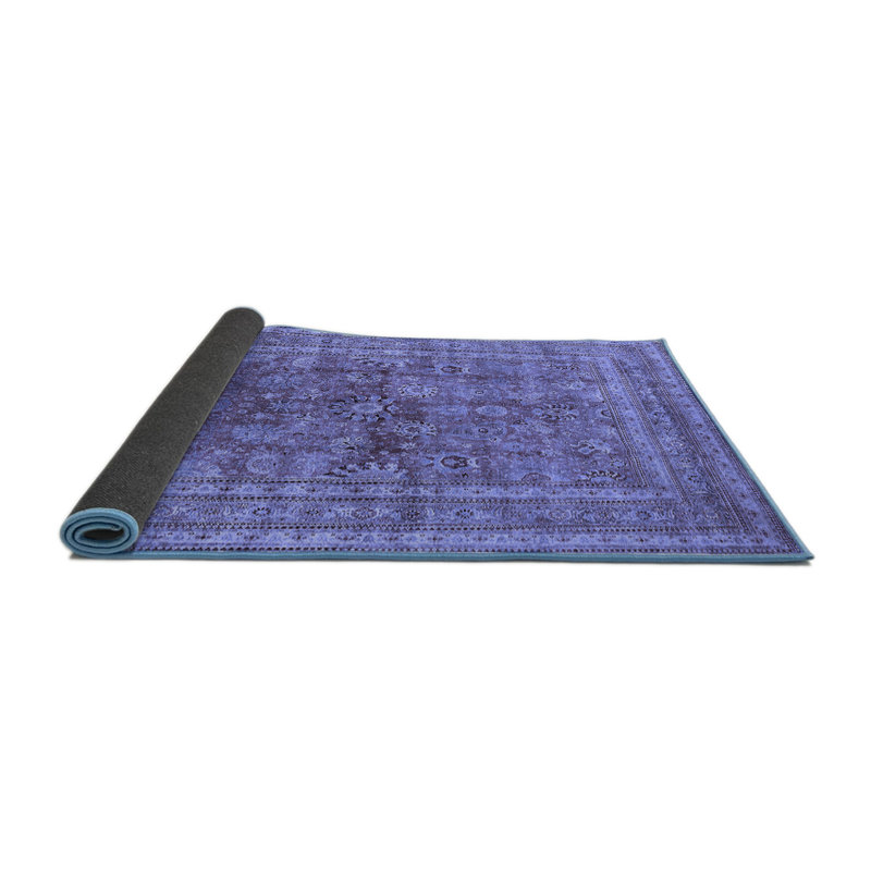 Tapis bleu oriental tissé à la machine 6 pi x 6 pi bleu