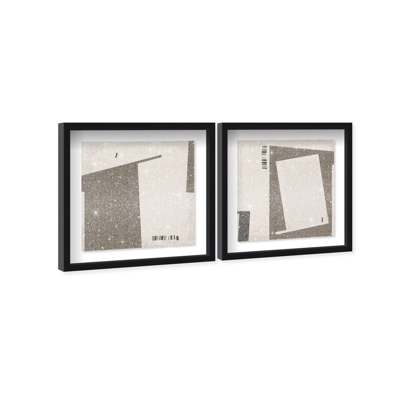 Structural Set Shadowbox Abstract Print by Oliver Gal, Black Frame, 12 x 12, 13.5"H x 13.5"W, Black Shadowbox