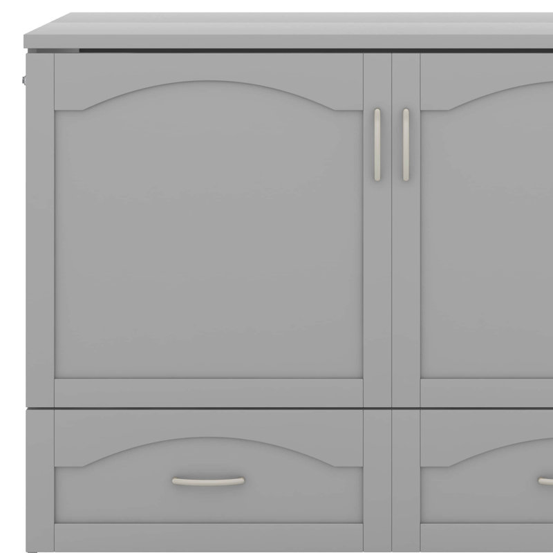 Lit escamotable avec tiroir et port USB, Grand lit, Gris