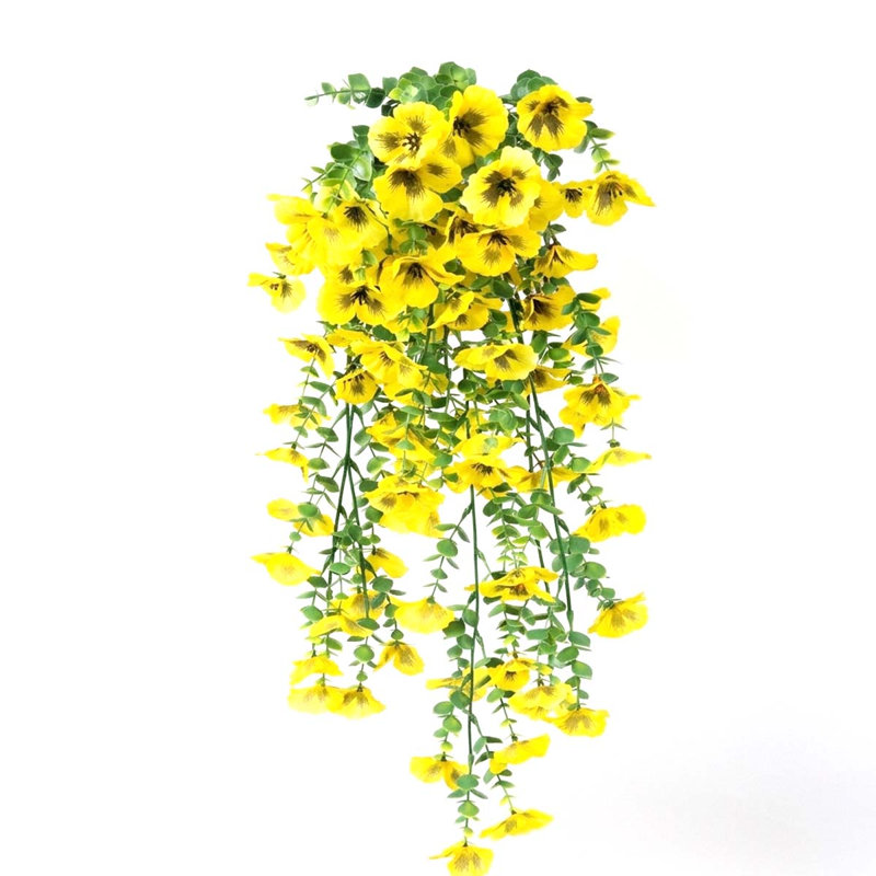 2Pack Artificial Hanging Flowers For Outdoors, 29In Faux Outdoor Hanging Plants Pansy Flowers Fake Cascading Floral Vines For Porch Patio Balcony Pergola