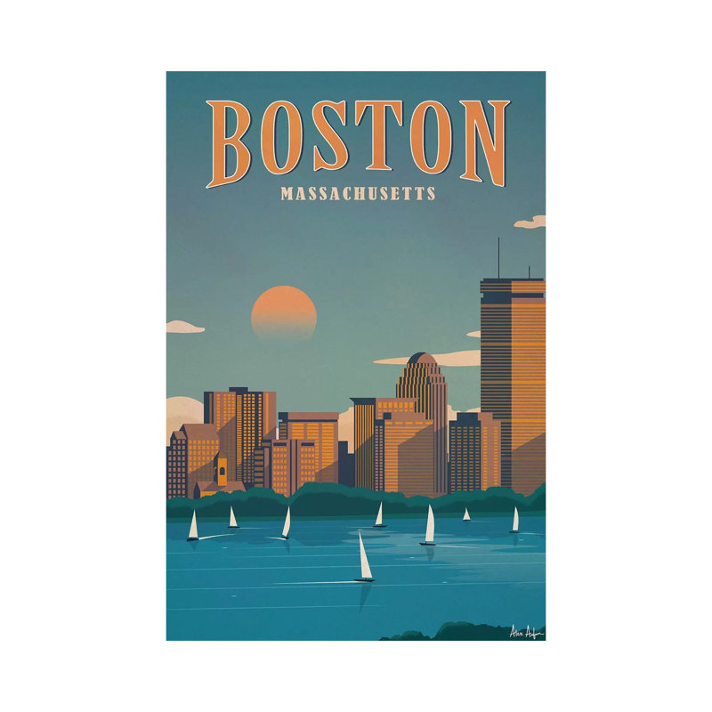 «Boston» par IdeaStorm Studios - reproduction d'art graphique à cadre flottant, Toile tendue, H 12 po x l 8 po x P 0,75 po