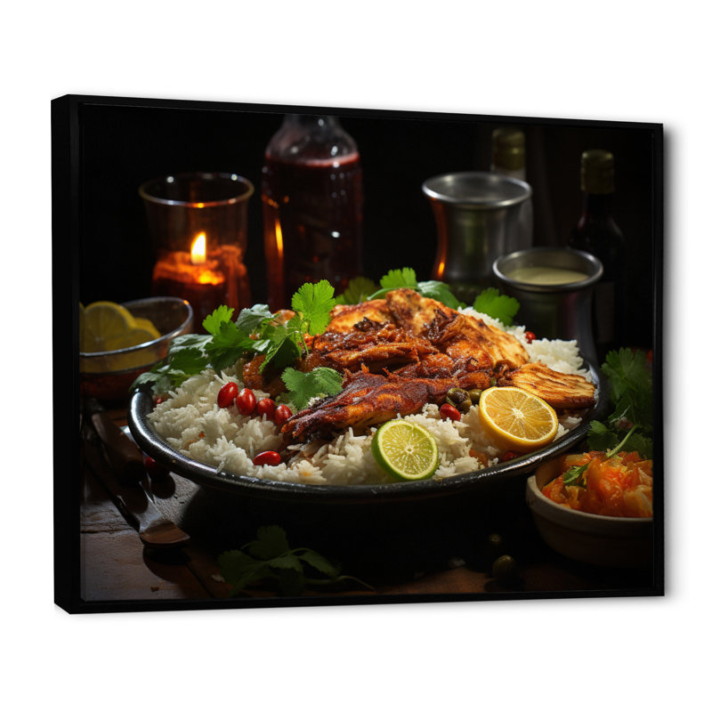 Cuban Cuisine Brown II, reproduction d'art sur toile, Cadre flottant noir, H 30 po x l 40 po x P 1,5 po