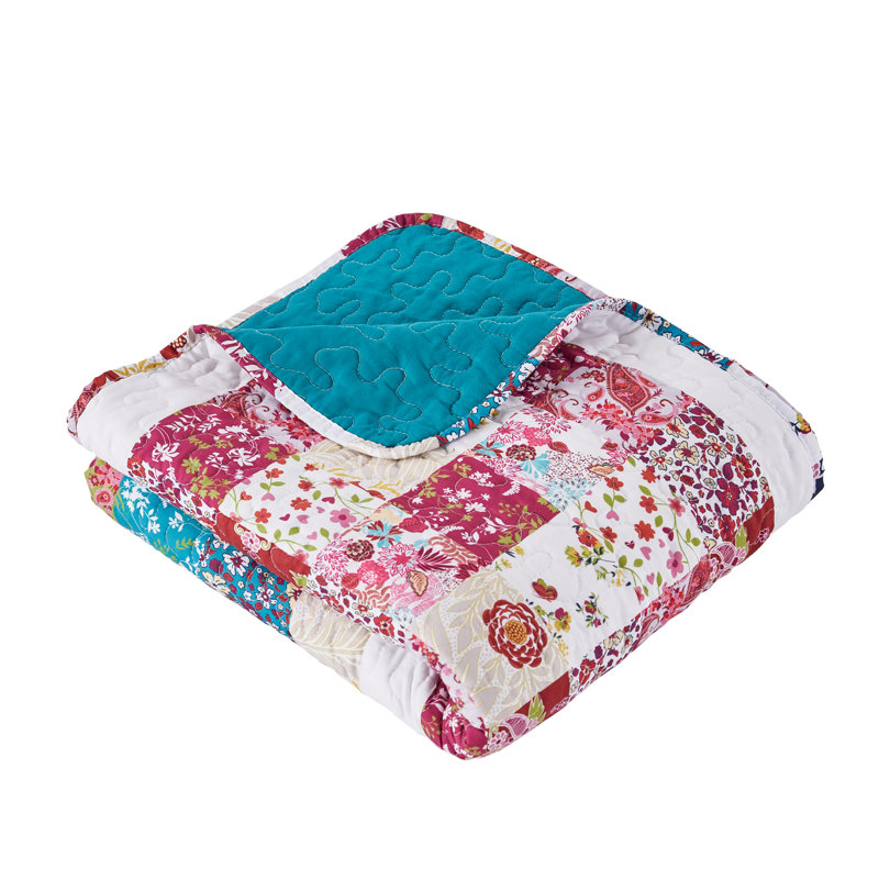 Teal and Gold Cotton Reversible Throw Pillow