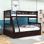 Lit superposé simple au-dessus d'un lit double en bois avec 2 tiroirs-763251858