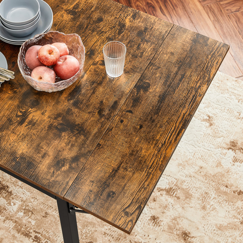 Brimmer Metal Base Dining Table, Black, Rustic Brown