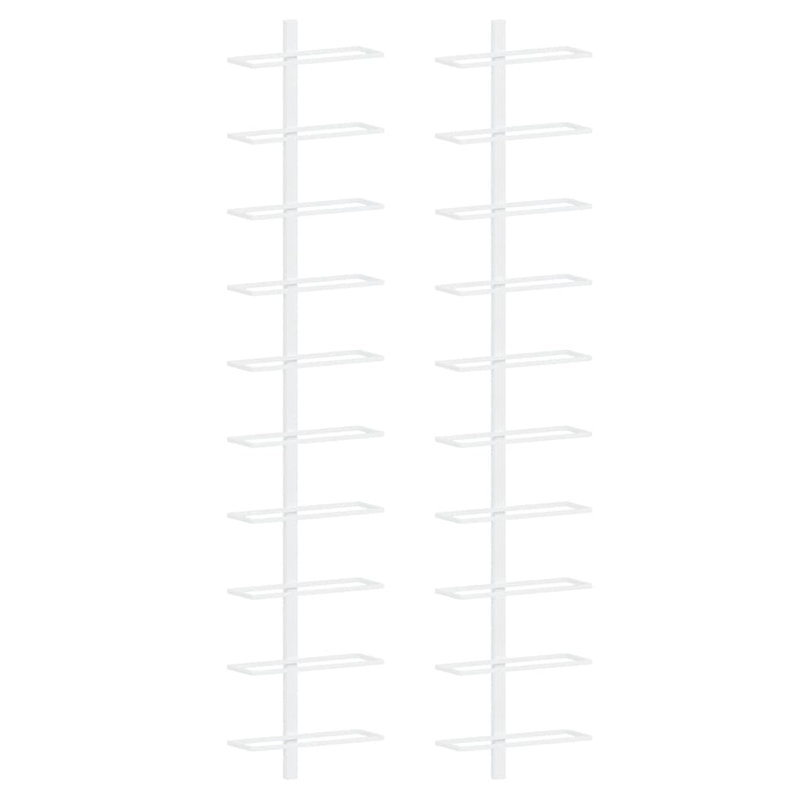 Ensemble de porte-bouteilles mural pour 2 porte-bouteilles en métal blanc pour 10 bouteilles