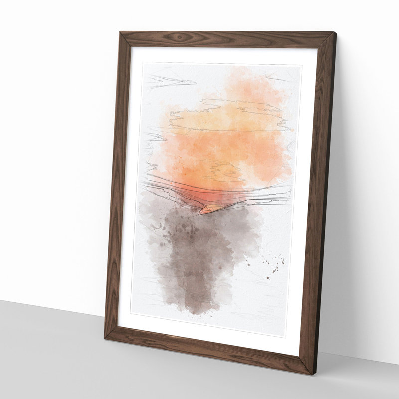 Orange Sunset Abstract Framed Print, 33cm H x 24cm W x 2cm D, Walnut Framed