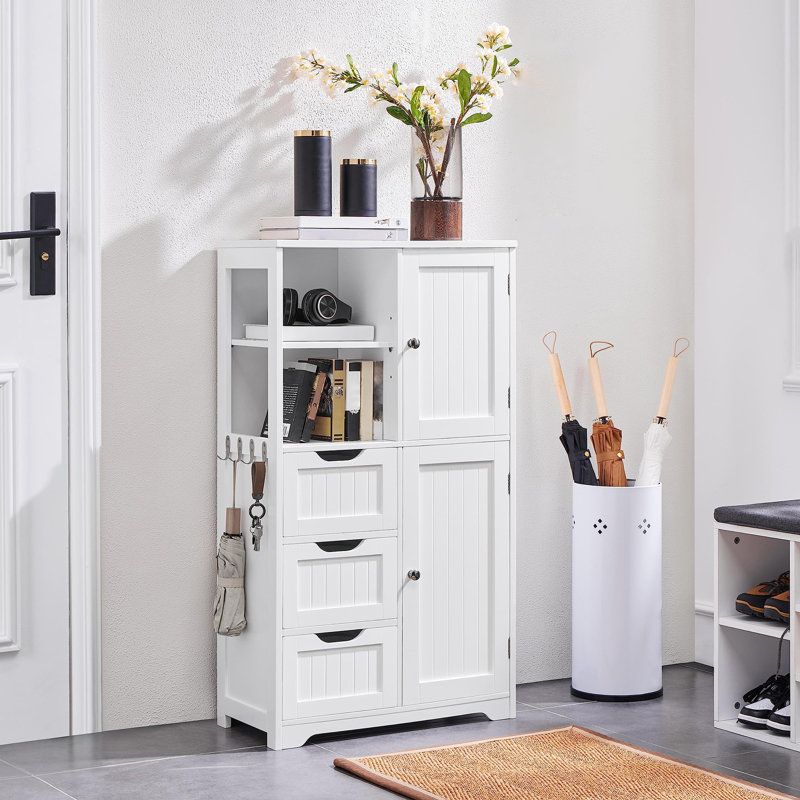 42″ Tall Freestanding Bathroom Storage Cabinet Unit with Open Compartments