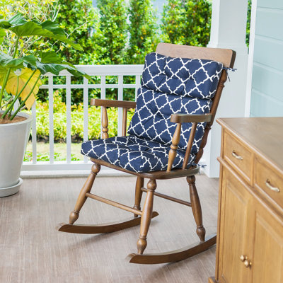 Coussin de chaise d'extérieur / de dossier Red Barrel Studio®, remplacement de coussin de chaise de patio une pièce, coussin touffeté avec rembourrage épais et attaches, bleu