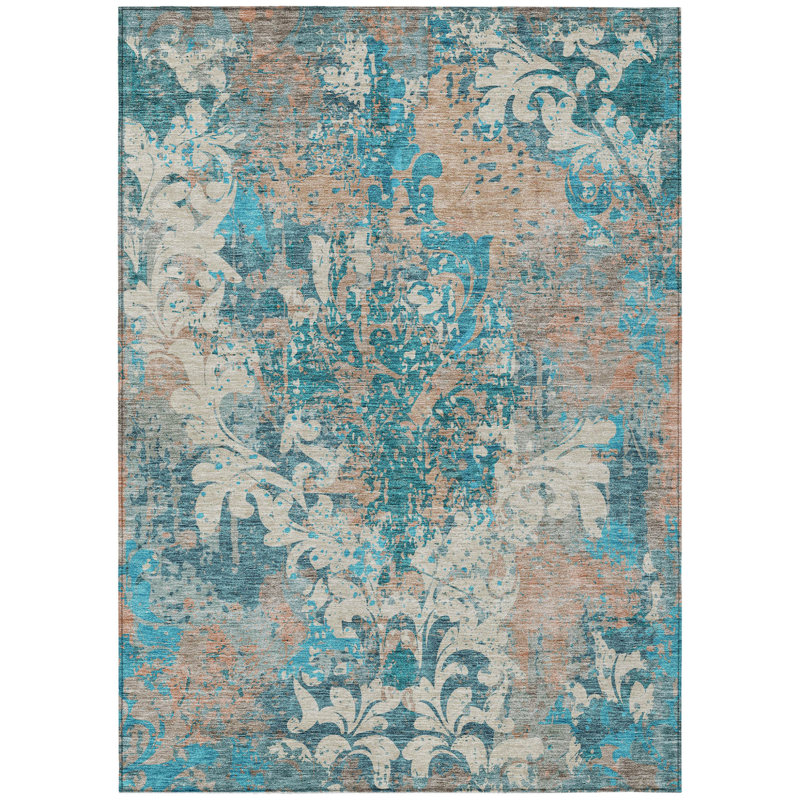 Tapis bleu sarcelle lavable intérieur / extérieur 3 pi x 5 pi bleu sarcelle