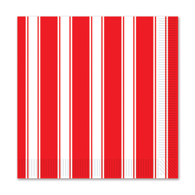 Red & White Stripes Beverage Napkins