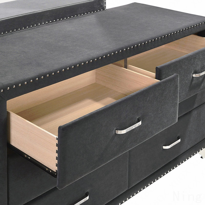 Commode rembourrée 6 tiroirs, Gris