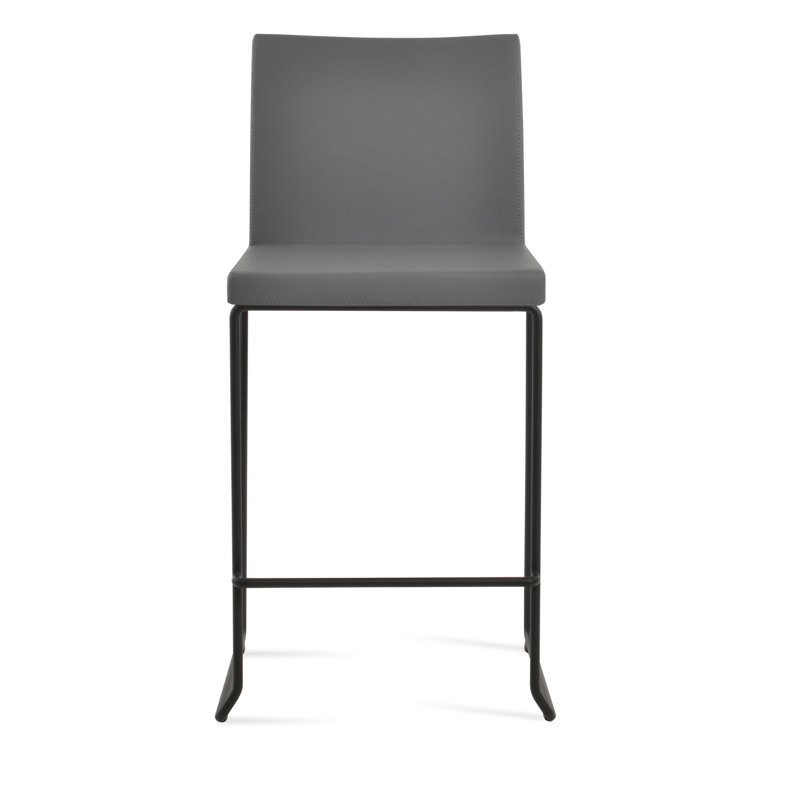 Tabouret de bar et de comptoir empilable Aria, Noir, Tabouret de comptoir (siège d'une hauteur de 24 p, Gris PPM