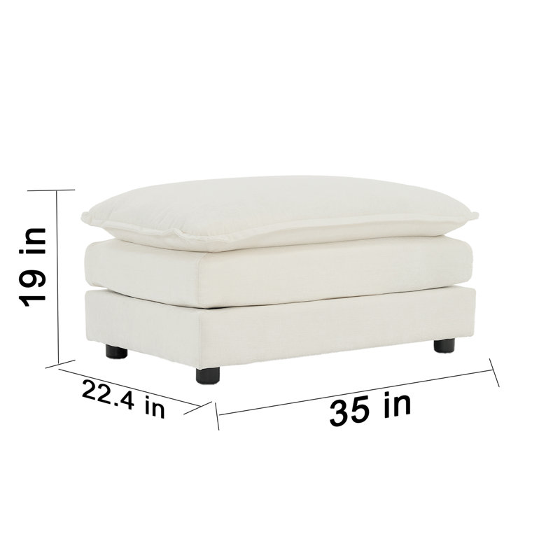 Repose-pieds rembourré Farsad, Beige, H 19 po x l 35 po x P 22,4 po
