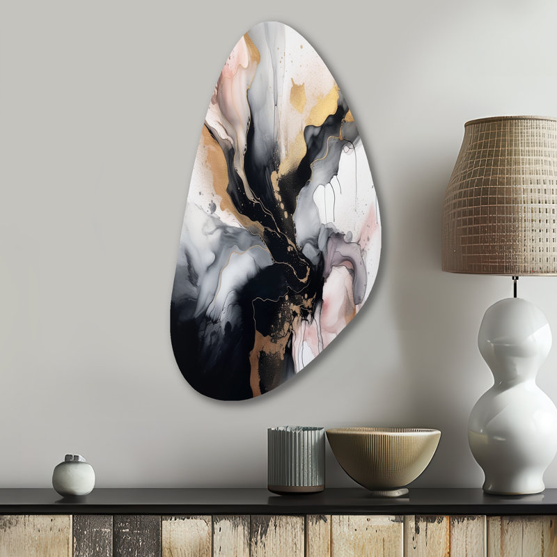 Décoration murale rose en métal texturé Splash Marble II - Abstrait en marbre, H 31 po x l 17 po x P 1 po