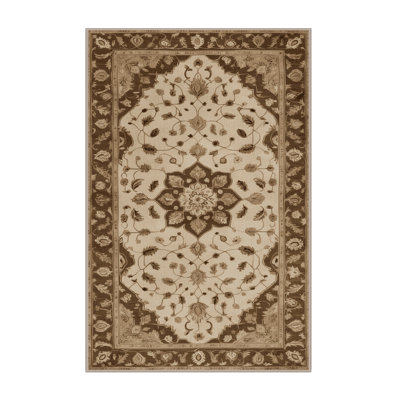 Tapis brun Tabriz lavable à la machine