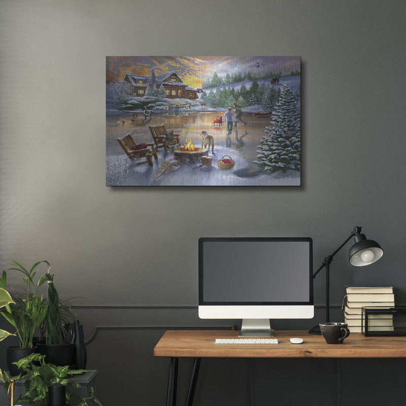 «Evening Skate» par Bigelow, illustrations en métal, H 24 po x l 36 po