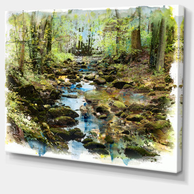 «Stream in the Forest», reproduction de peinture à l'huile sur toile