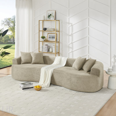 Canapé modulaire courbé 4 places Modern Cloud, design minimaliste, sans assemblage, tissu chenille doux, parfait pour les salons
