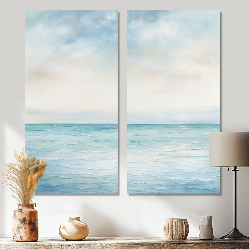 «Ocean Minimalisme» Horizon Charm I - Grand océan, reproduction d'art sur toile, H 40 po x l 40 po, Toile tendue