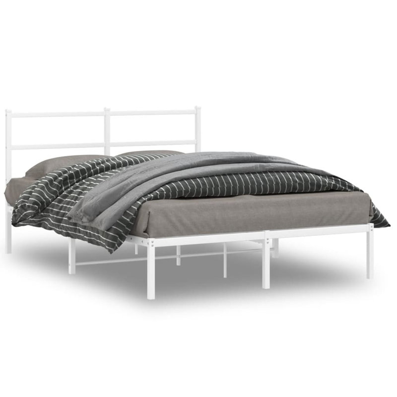 Metal Bed, White, Double (4'6)