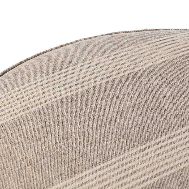 Sinclair Large Round Ottoman, Manchester Flint Linen